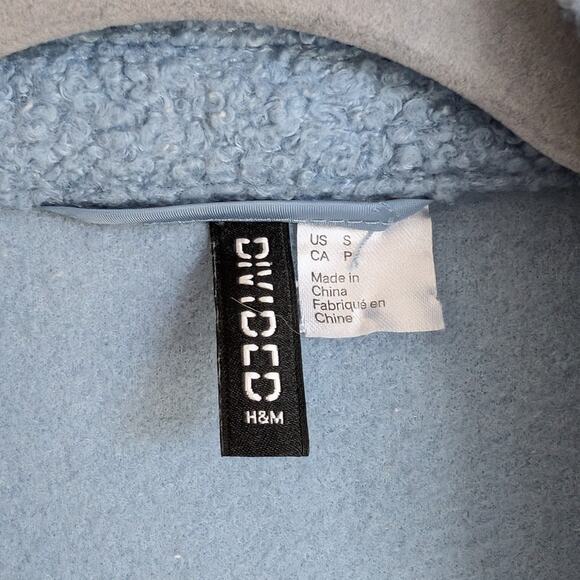 H&M HM Light Blue Teddy Shacket Button Shirt Jacket, size S - Picture 3 of 8